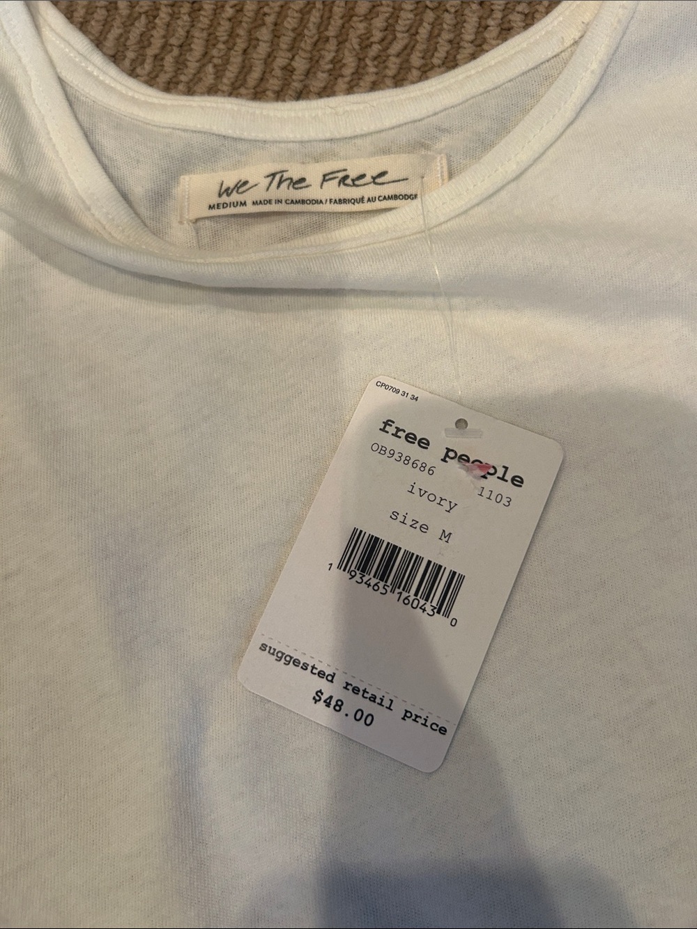 NWT Free People we the free anytime tank White Peplum size m - Picture 8 of 10